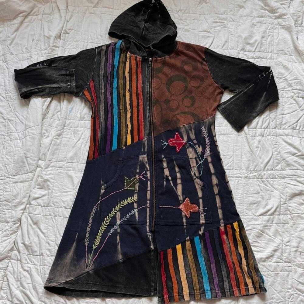 Multicolor Hooded Patchwork Jacket - image 1